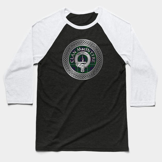 Clan MacIntyre Crest & Tartan Knot Baseball T-Shirt by Taylor'd Designs